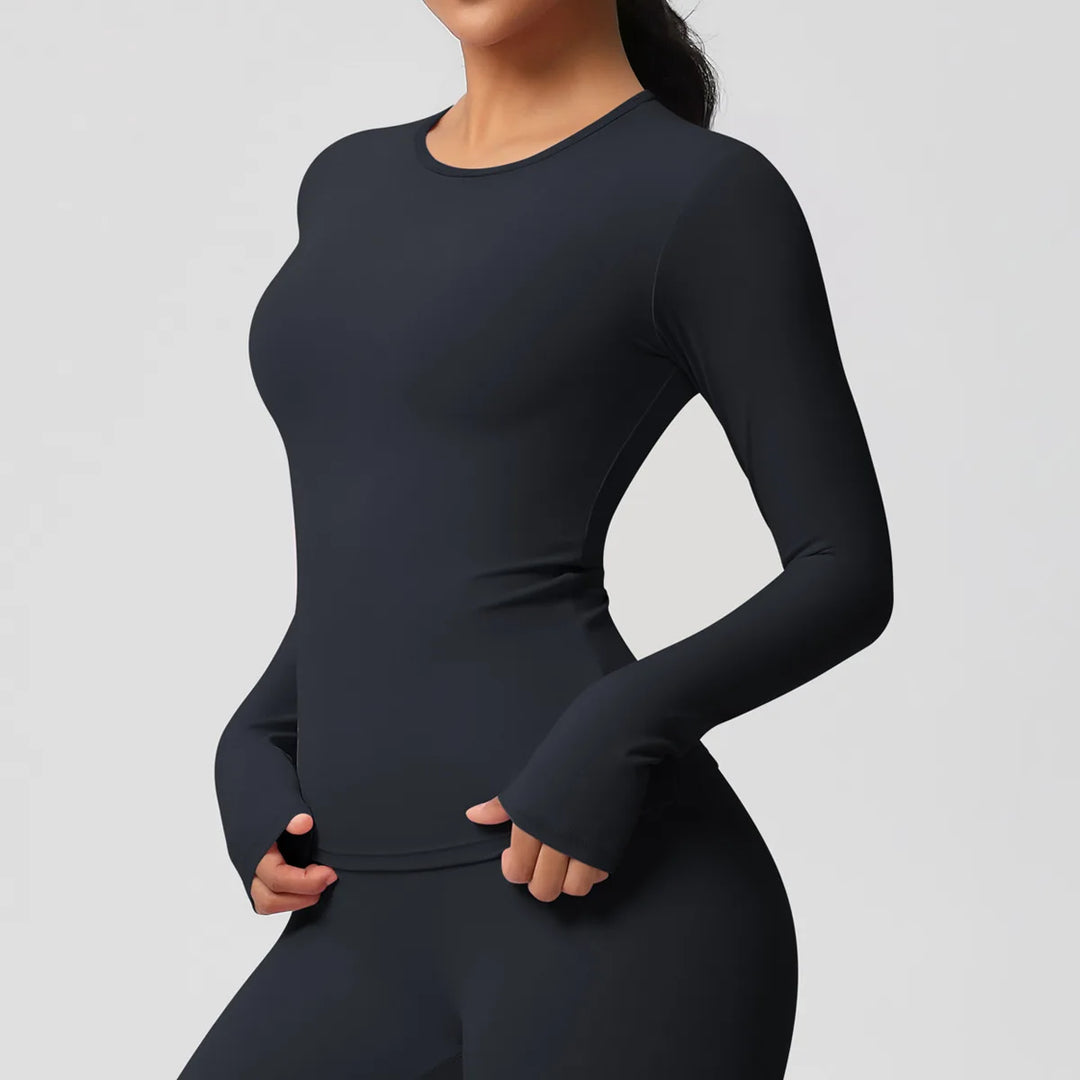 Luxurious Breathable Contoured Long Sleeve Yoga Top Nylon