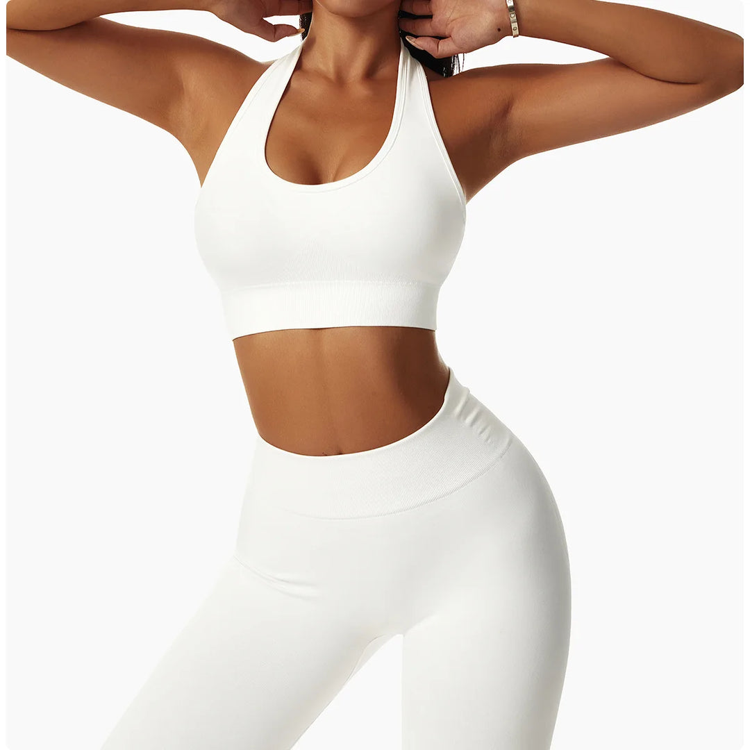 Breathable Sculpted Yoga Performance Bra With Halter Back