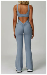 Load image into Gallery viewer, Contoured Back Zip Jumpsuit With Seamless Performance
