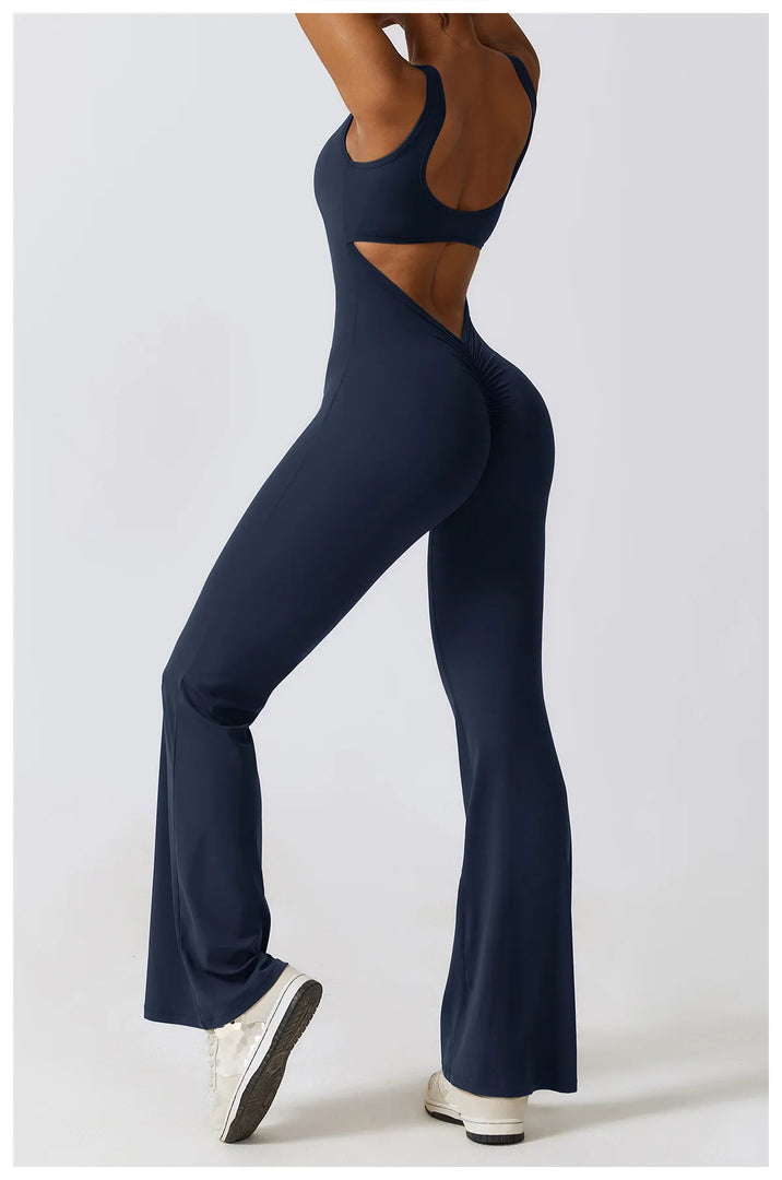 Contoured Back Zip Jumpsuit With Seamless Performance