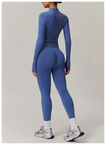 Load image into Gallery viewer, Performance Contoured Zippered Yoga Outfit Long Sleeve
