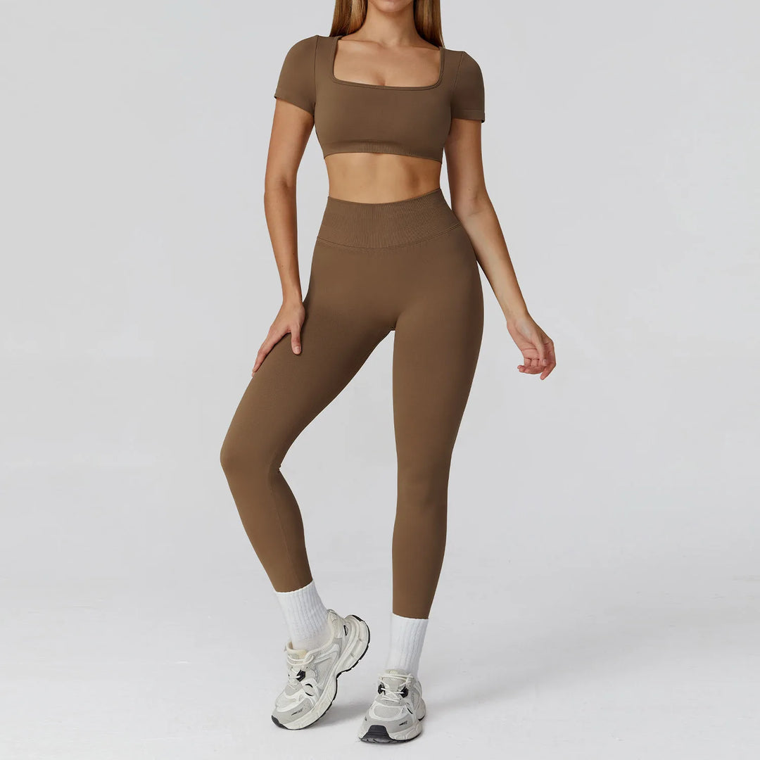 Seamless Premium Athleisure 2 Piece Leggings Set Nylon