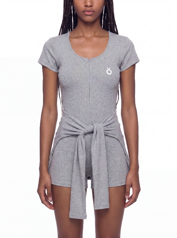 Claudia Dual-Function Cape Tie-Waist Romper