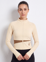 Load image into Gallery viewer, Cassia Slit Panel Yoga Jacket - In Khaki
