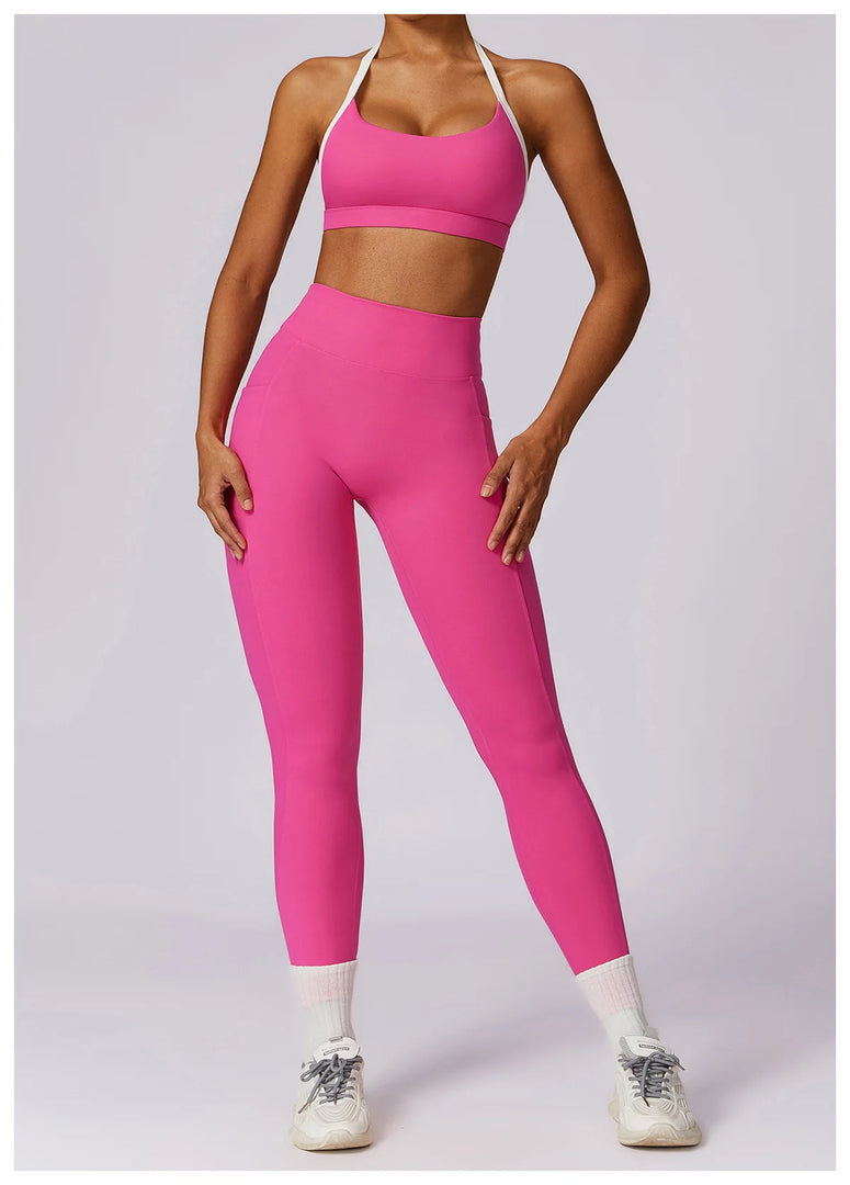 Contoured Halter Breathable Sport Bra Quick Dry Lift