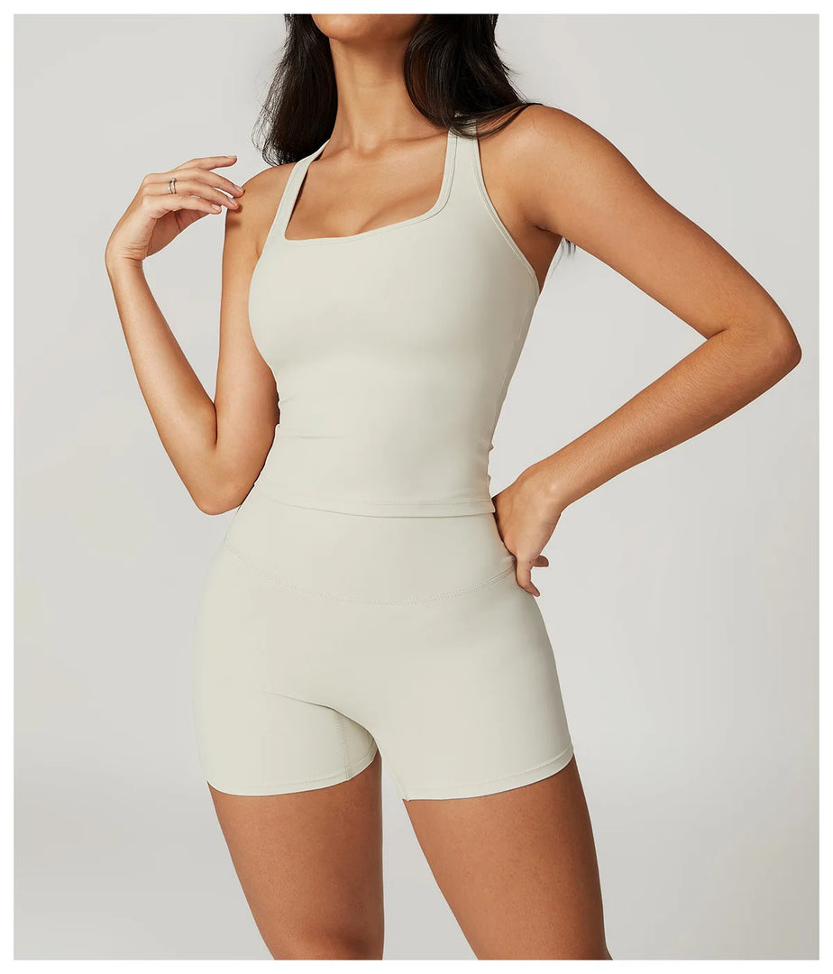 Two Piece Seamless Contour Yoga Leggings Set Nylon Knit