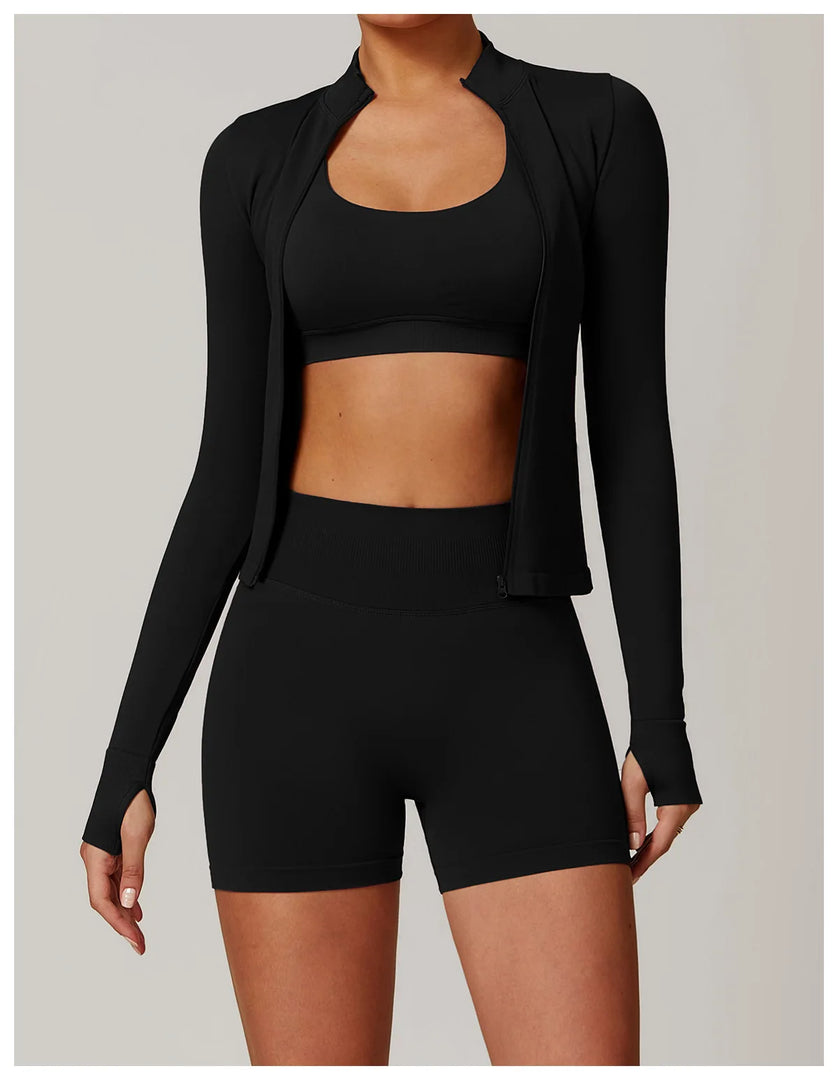 Seamless Long Sleeve Performance Jacket Zip Front Nylon