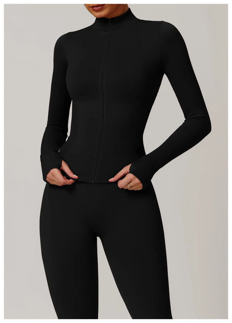 Seamless Long Sleeve Performance Jacket Zip Front Nylon