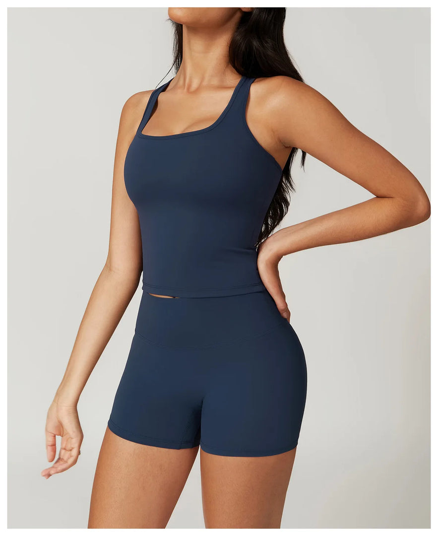 Two Piece Seamless Contour Yoga Leggings Set Nylon Knit