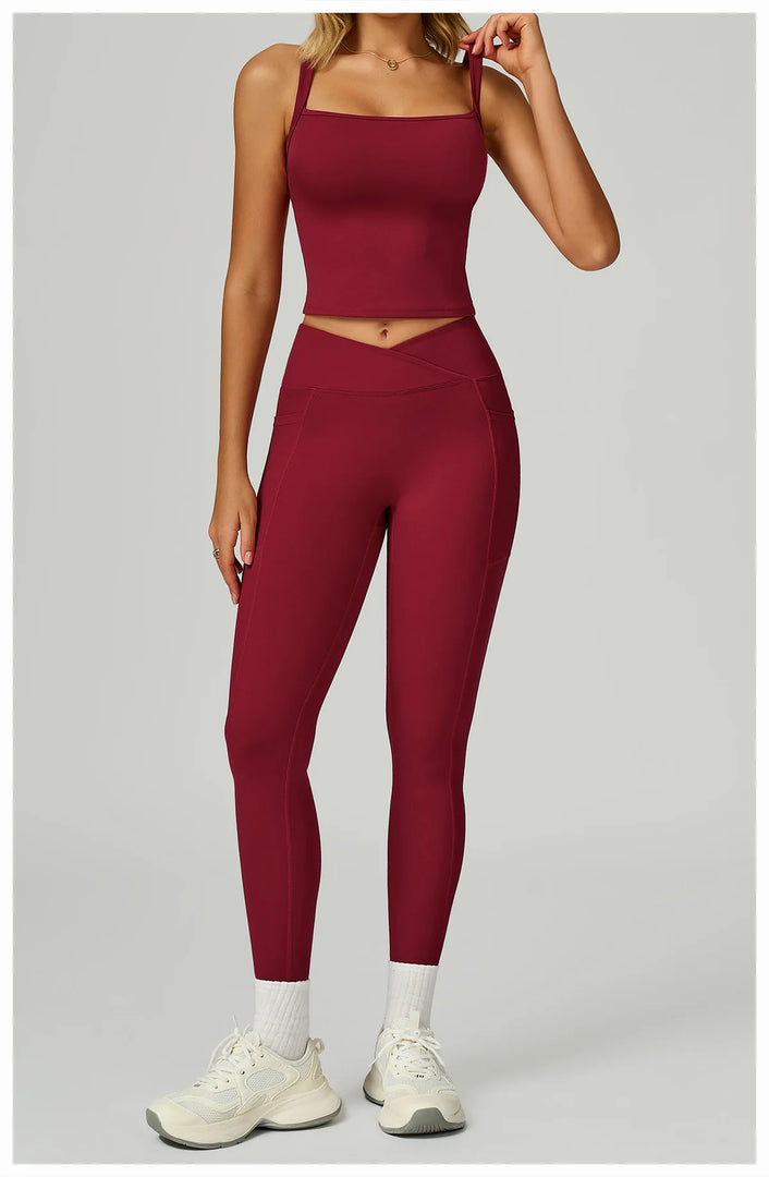 Cross Waist High Rise Contoured Elegance Yoga Leggings