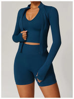 Load image into Gallery viewer, Seamless Contour Yoga Top With Zippered Long Sleeve
