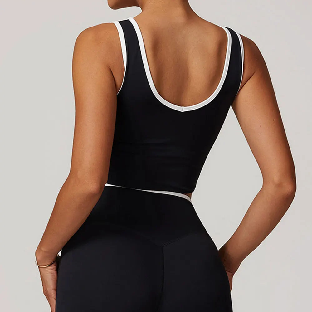 Seamless Contour Backless Sport Bra Top Nylon Spandex