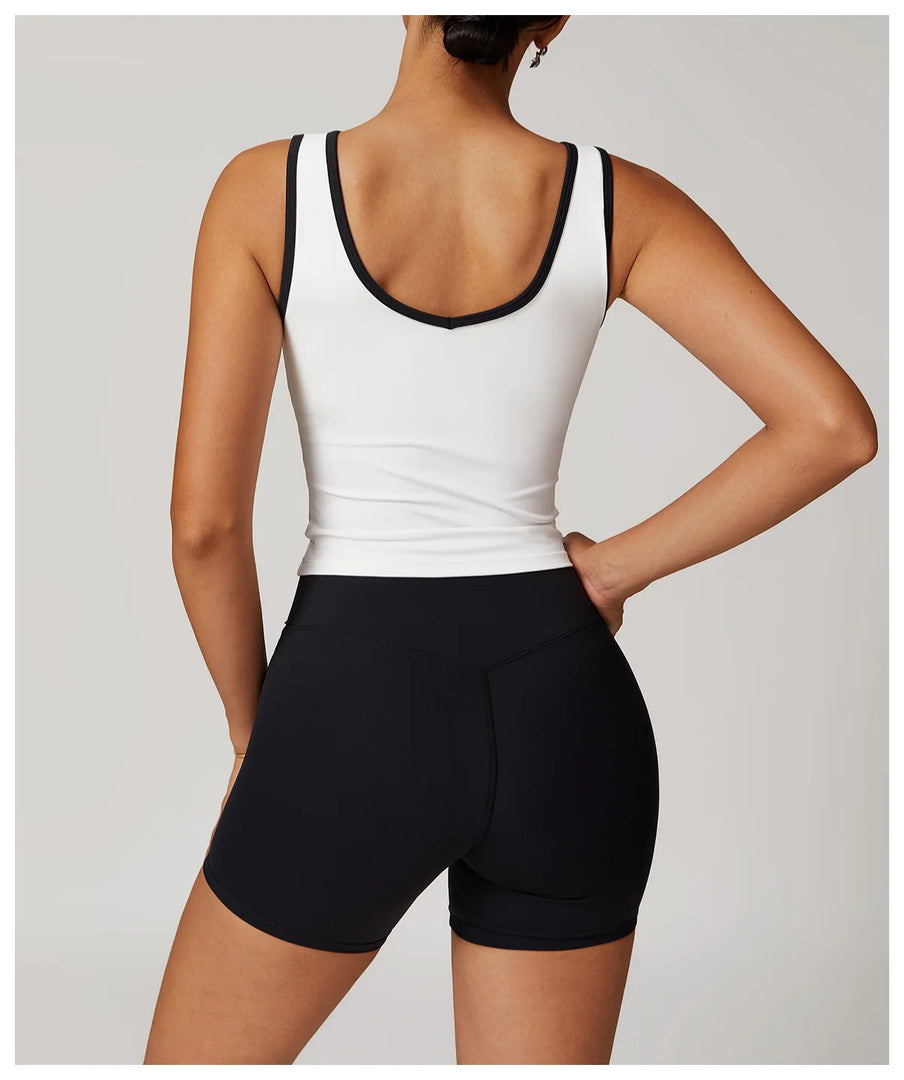 Seamless Contour Backless Sport Bra Top Nylon Spandex