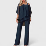 Load image into Gallery viewer, Women's Two Piece Set Off Shoulder Cape Top Wide Leg Pants Formal Style
