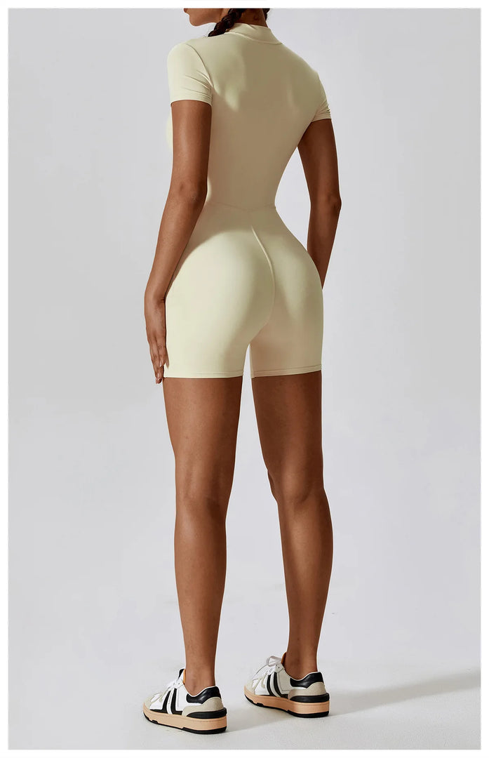 Seamless Contour Zippered Yoga Bodysuit Performance