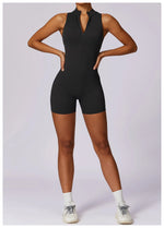 Load image into Gallery viewer, Luxurious Contour Performance Zip Front Yoga Romper
