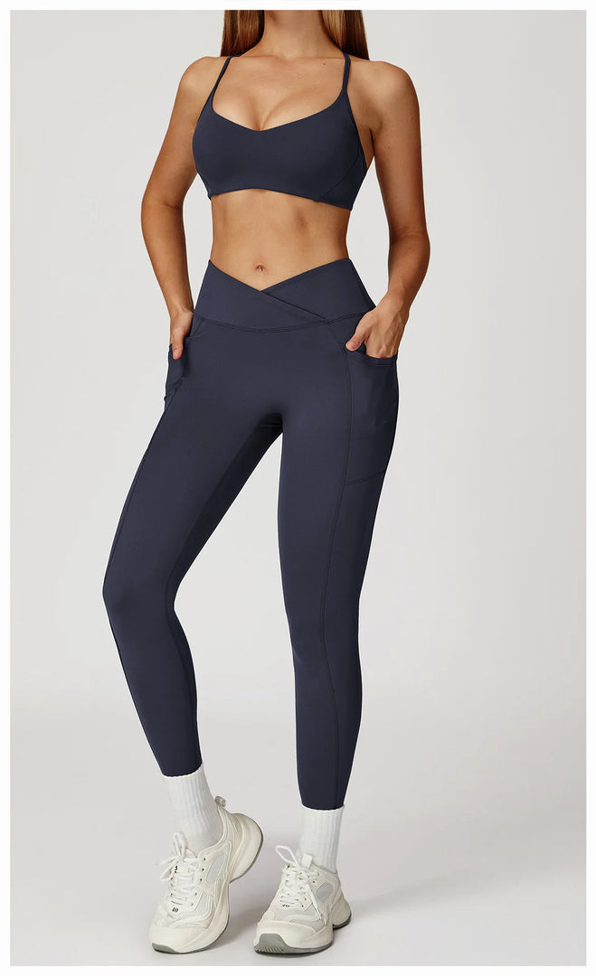 Two Piece Contoured Seamless Performance Athletic Set Nylon