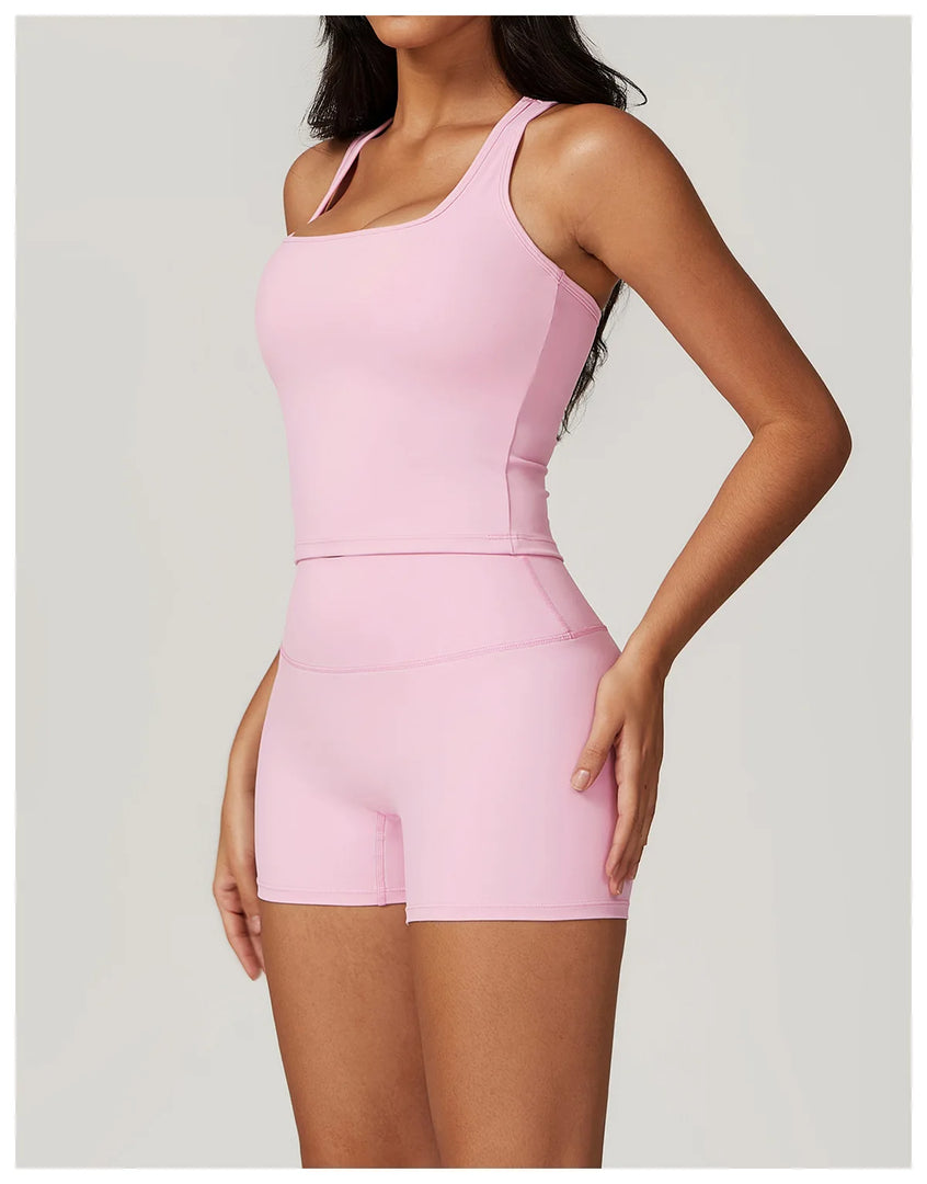 Two Piece Seamless Contour Yoga Leggings Set Nylon Knit