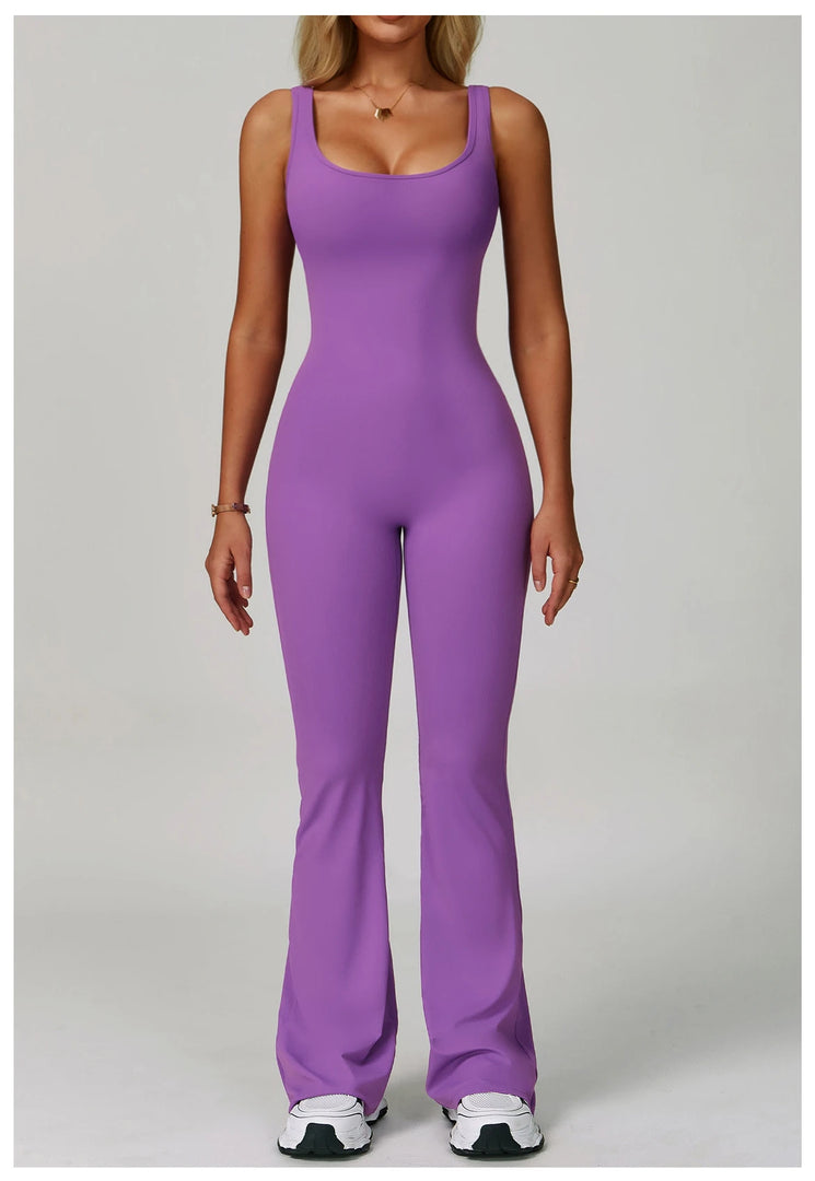 Contoured Back Zip Jumpsuit With Seamless Performance