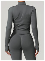 Load image into Gallery viewer, Seamless Contour Yoga Top With Zippered Long Sleeve
