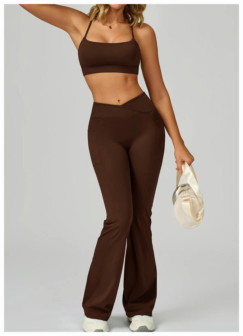 Luxuriously High Waist Bell Bottom Contour Leggings