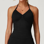 Load image into Gallery viewer, Breathable Contoured Halter Crop Sports Bra With Padding
