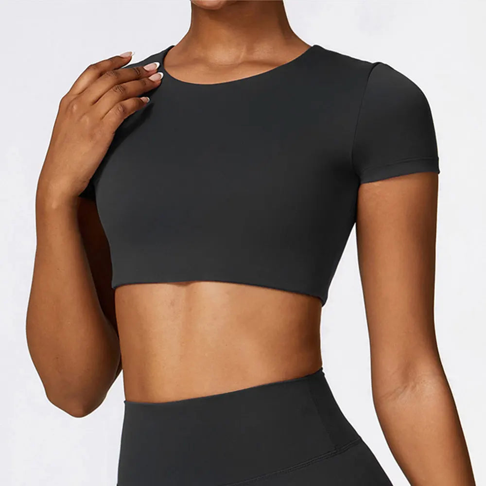 Seamless Contour Fit Yoga Crop Top Light Weight Nylon Knit
