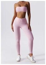 Load image into Gallery viewer, Strapless Padded Yoga Sports Bra Contour Silhouette
