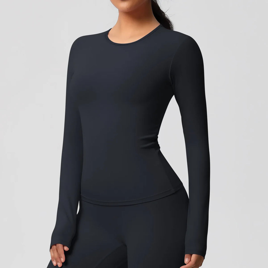 Luxurious Breathable Contoured Long Sleeve Yoga Top Nylon