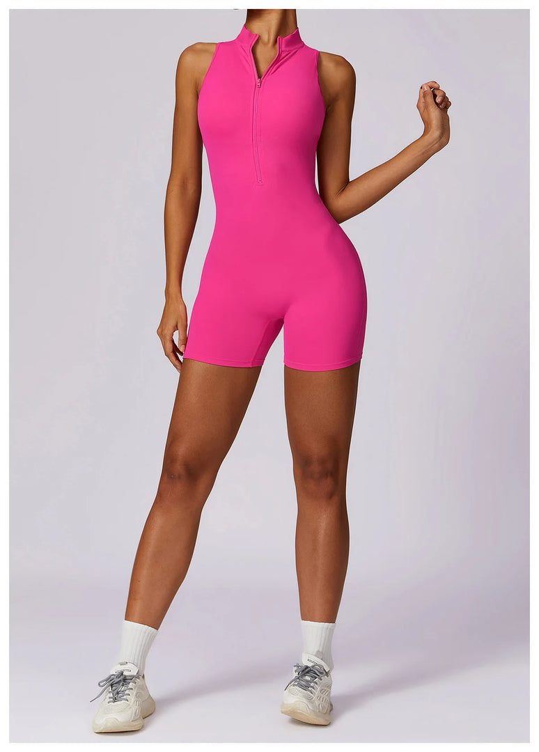 Luxurious Contour Performance Zip Front Yoga Romper