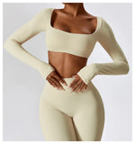 Load image into Gallery viewer, Contour Seamless Crop Yoga Performance Wear Long Sleeve
