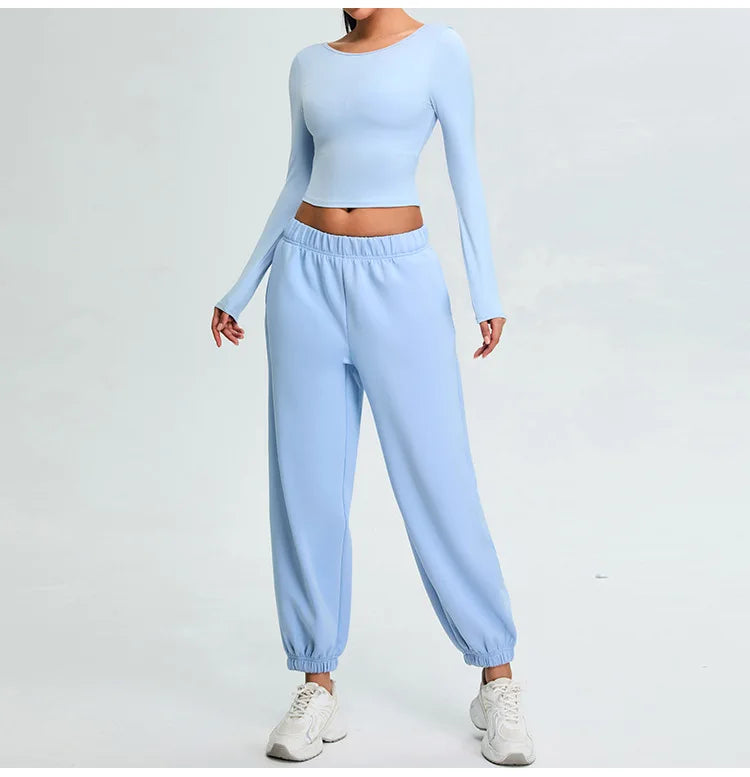 Soft Backless Sculpted Athleisure Crop Top With Sleeves