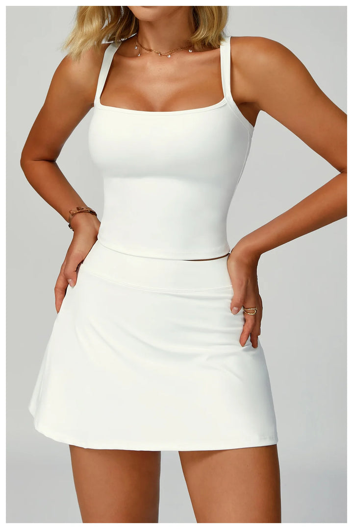 Luxe Contour 2 Piece Yoga Wear Ensemble Nylon Knit Fabric