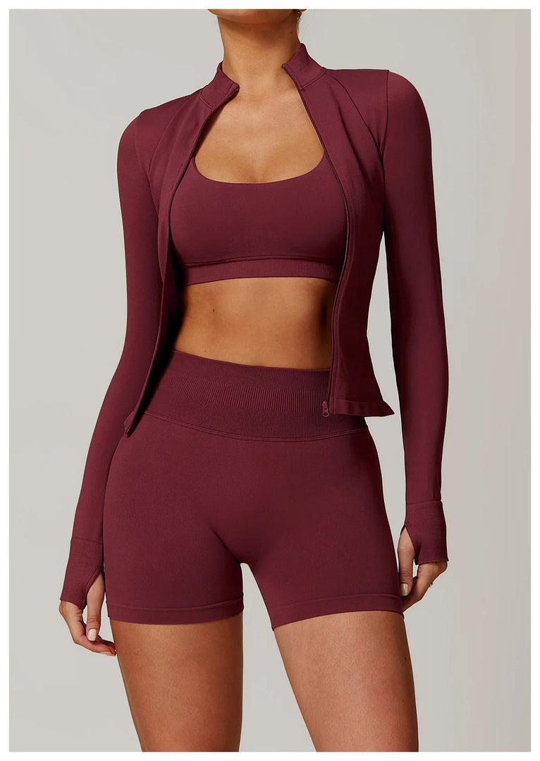 Seamless Long Sleeve Performance Jacket Zip Front Nylon