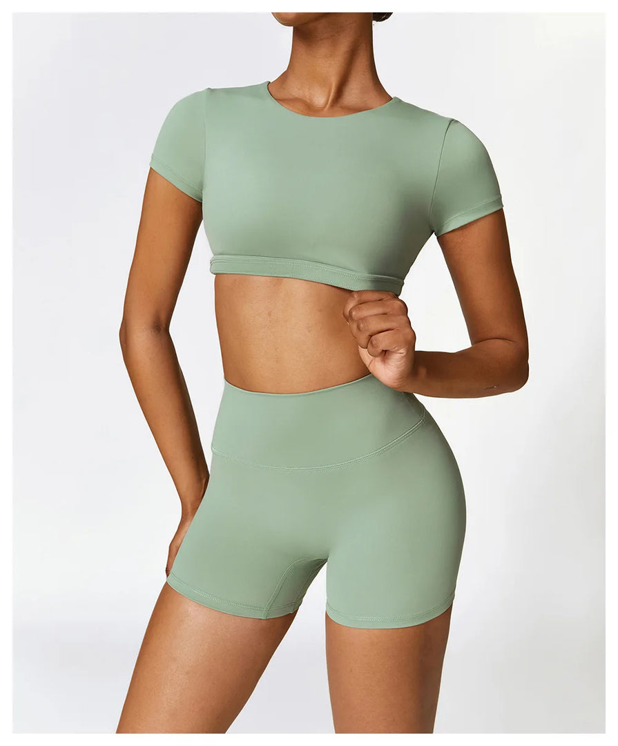 Seamless Contour Fit Yoga Crop Top Light Weight Nylon Knit