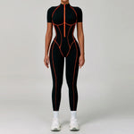 Load image into Gallery viewer, Contoured Zippered Performance Yoga Jumpsuit Nylon Knit
