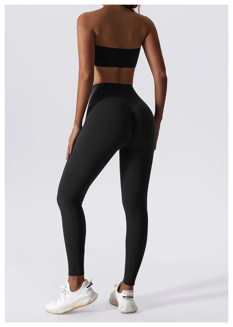 Strapless Padded Yoga Sports Bra Contour Silhouette