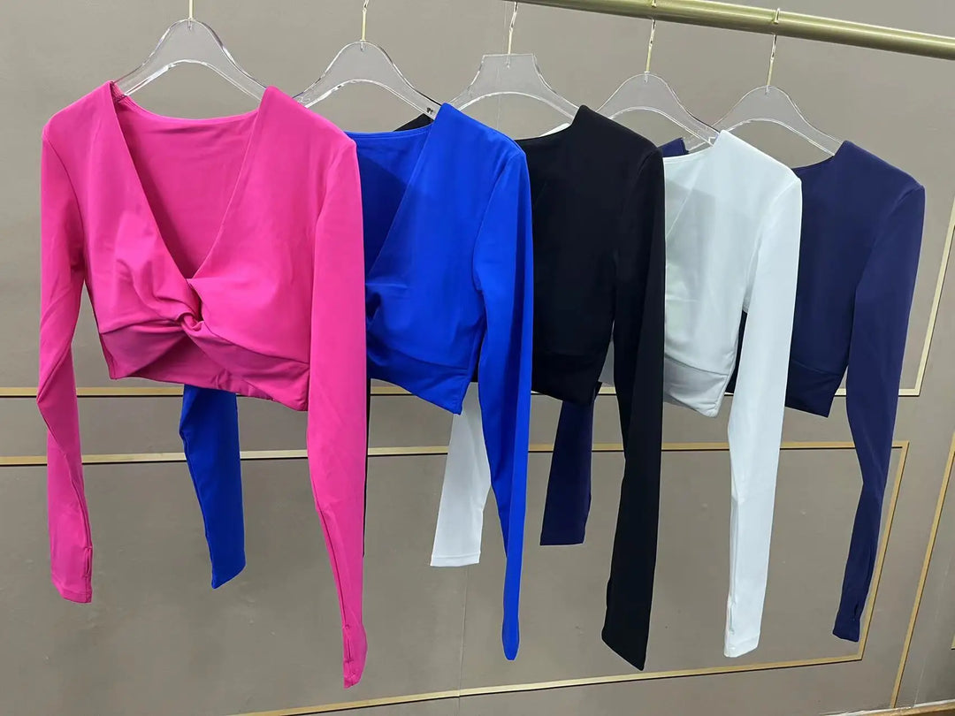 Seamless Ultra Soft Long Sleeve Yoga Crop Removable Pads