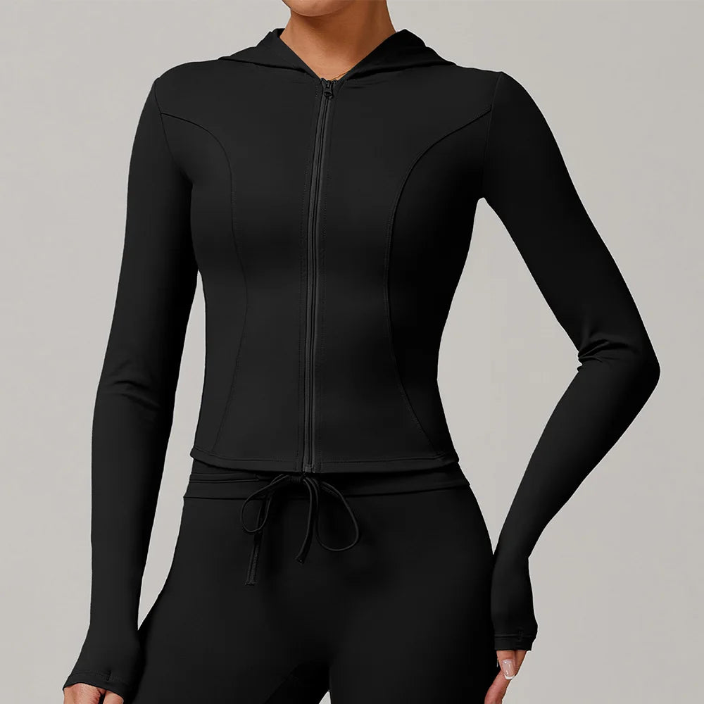 Zip Front Yoga Jacket Breathable High Stretch Nylon