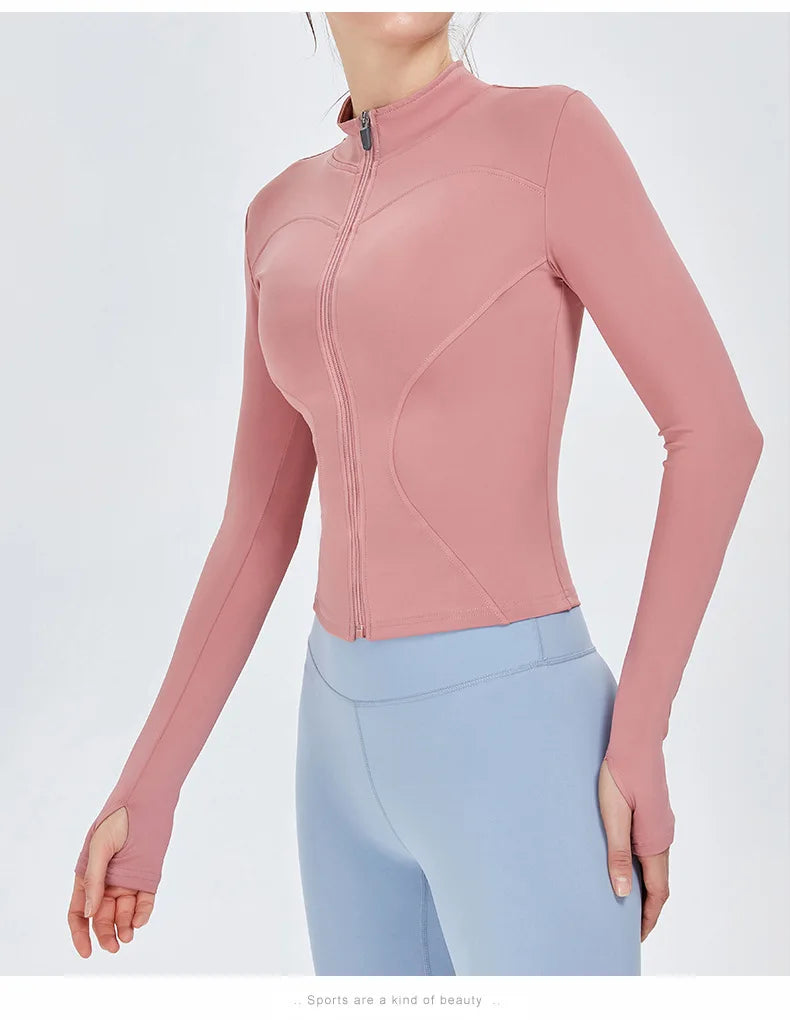 Zippered Studio Contoured Long Sleeve Sports Jacket