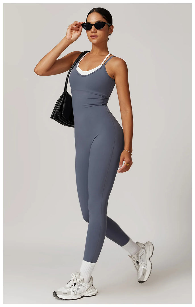Color Blocking Seamless Yoga Jumpsuit Exquisite Fit