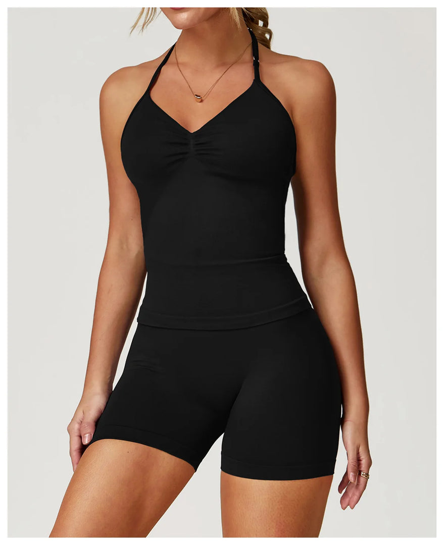 Breathable Contoured Halter Crop Sports Bra With Padding