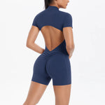 Load image into Gallery viewer, Light Weight Zippered Short Sleeve Jumpsuit Nylon Fabric
