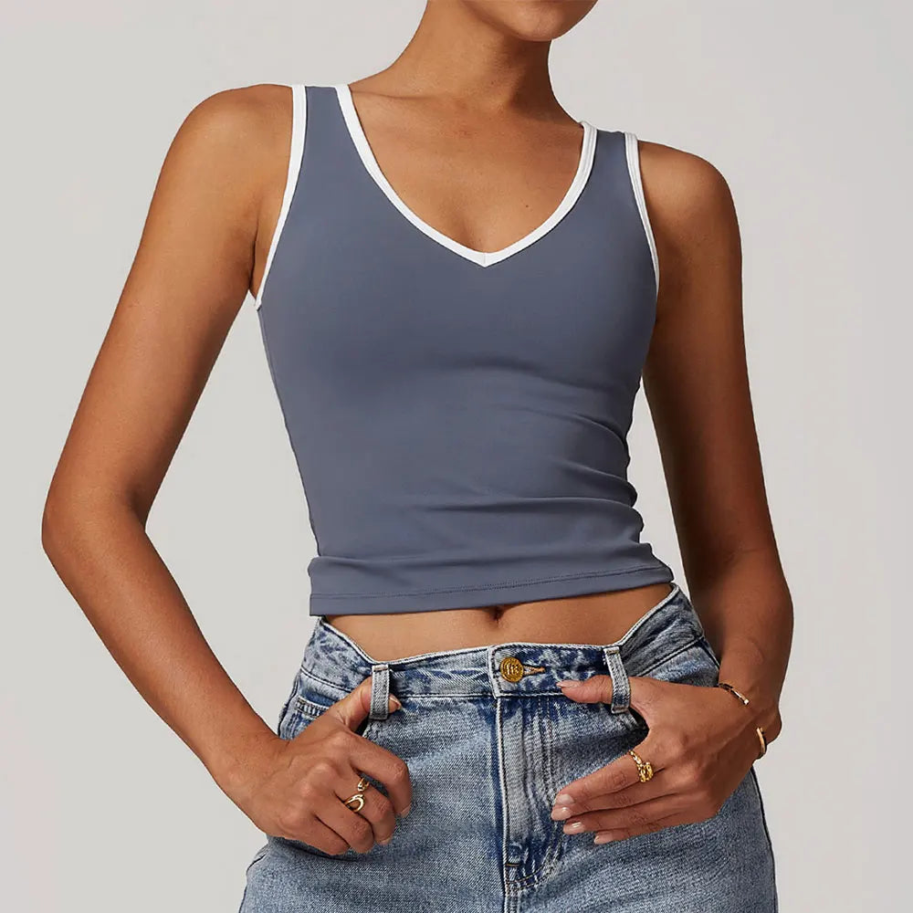 Seamless Contour Backless Sport Bra Top Nylon Spandex