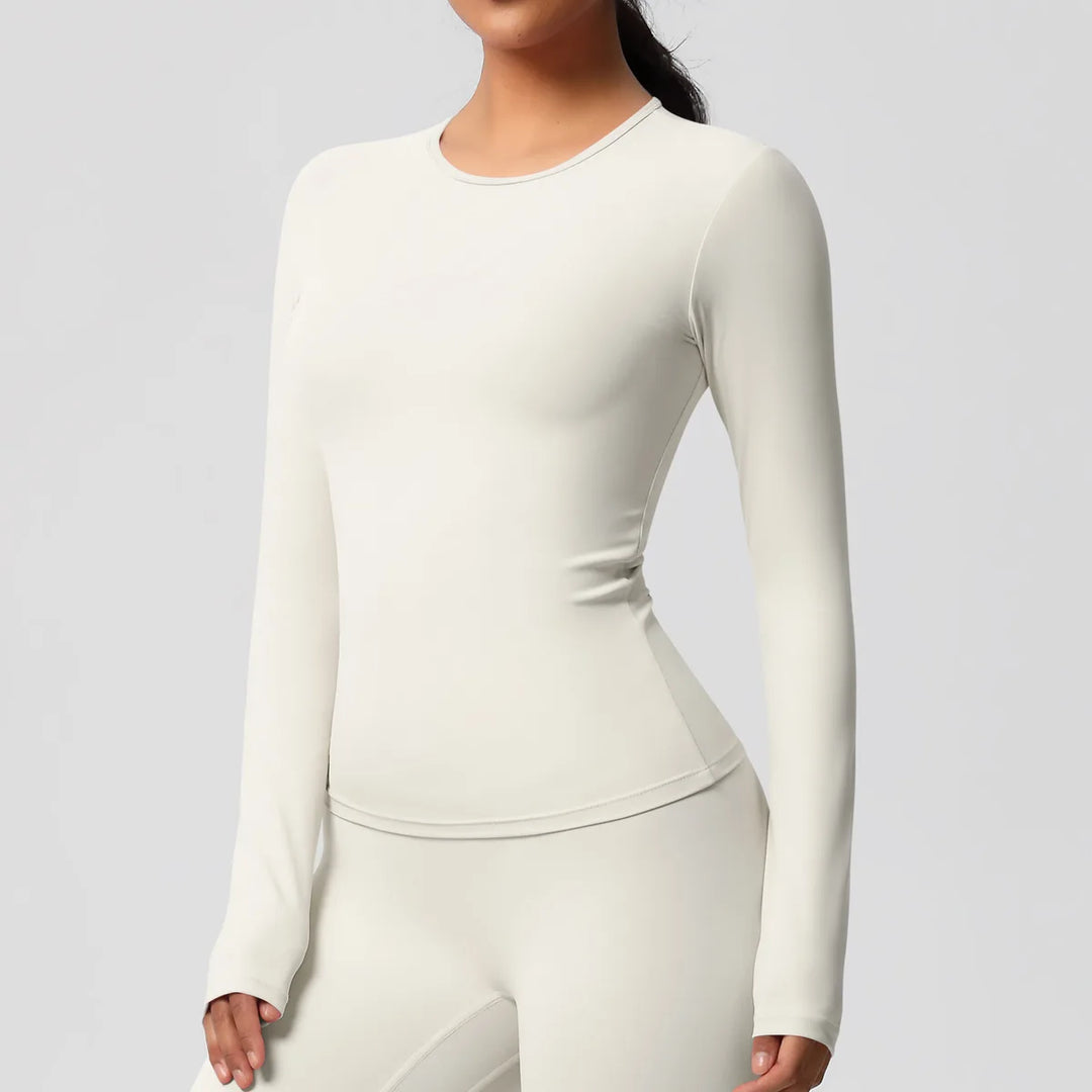 Luxurious Breathable Contoured Long Sleeve Yoga Top Nylon
