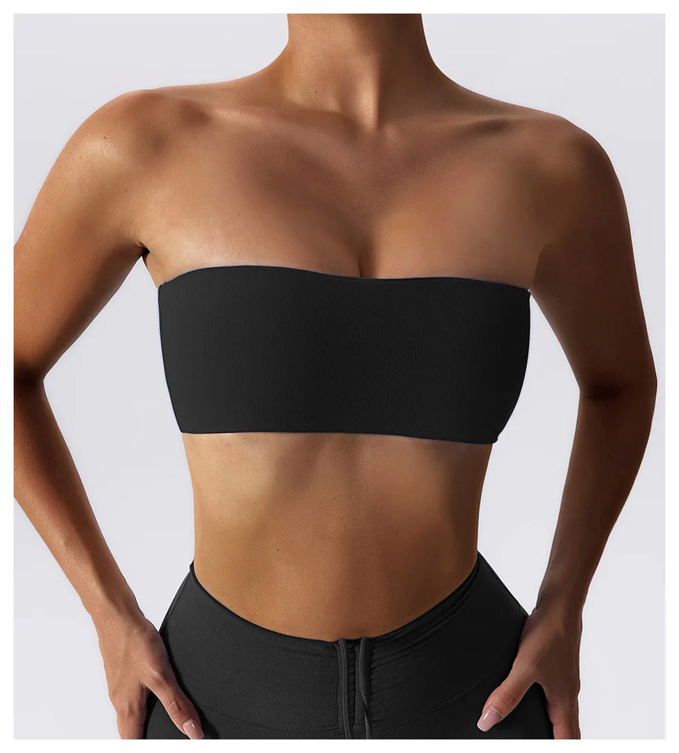 Strapless Padded Yoga Sports Bra Contour Silhouette