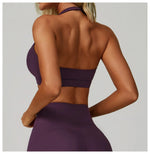Load image into Gallery viewer, Ribbed Breathable Hanging Neck Sports Bra Performance
