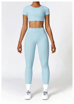 Load image into Gallery viewer, Seamless Contour Fit Yoga Crop Top Light Weight Nylon Knit
