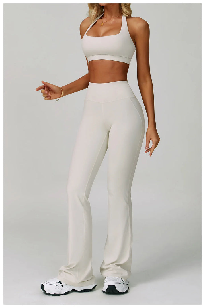 Ribbed Breathable Hanging Neck Sports Bra Performance