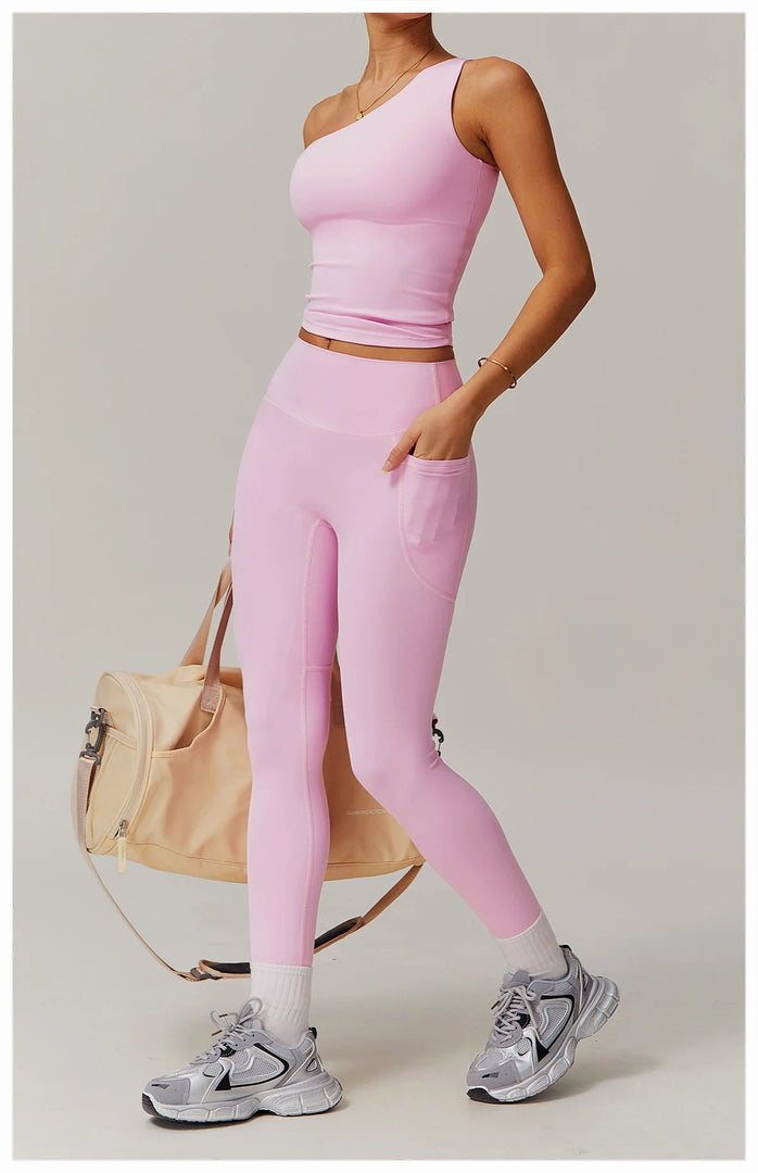 Single Shoulder Sport Bra Sculpt Contour Breathable